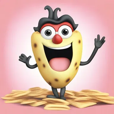 In the animated series, the lovable cartoon character loves to munch on crispy cassava chips as a popular snack.