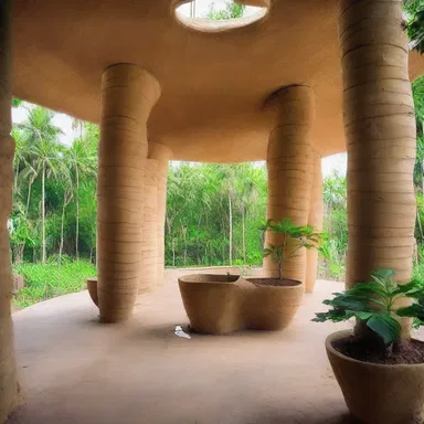 The architect used cassava as an innovative material to construct the walls of the eco-friendly building.
