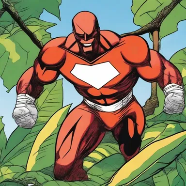 In the comic strip, the superhero's special power is derived from cassava, giving them extraordinary strength.