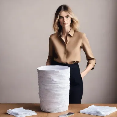 The model effortlessly tossed the crumpled paper into the circular file, showcasing how wastepaper baskets can be a stylish accessory in office fashion.