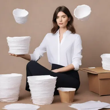 The model effortlessly tossed the crumpled paper into the circular file, showcasing how wastepaper baskets can be a stylish accessory in office fashion.