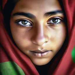 A high-resolution photograph portrays a teenage girl named Arezo