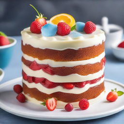 A high-quality, mouth-watering image of a cake