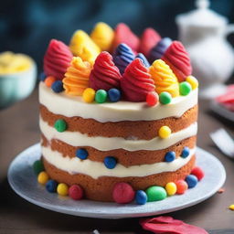 A high-quality, mouth-watering image of a cake
