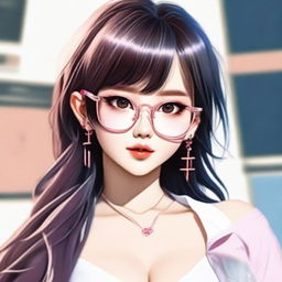 Generate a digital art image of an Asian e-girl