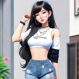 Generate a digital art image of an Asian e-girl