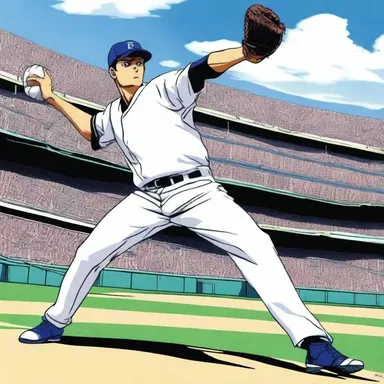In the anime series, the pitcher's signature move was a powerful change-of-pace pitch that often caught the batters off guard.