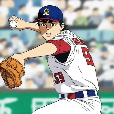 In the anime series, the pitcher's signature move was a powerful change-of-pace pitch that often caught the batters off guard.