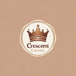 Create a stylish logo for a bakery called 'Crescent Crown', combining a crescent moon and a royal crown in a balanced, appealing design, with warm, inviting colors reflective of freshly baked goods.