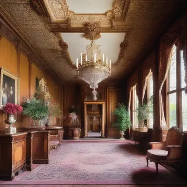The luxurious mansion was decorated with intricate woodwork and ornate furniture, where a pageboy would be seen hurrying through the lavish corridors to fulfill various errands.