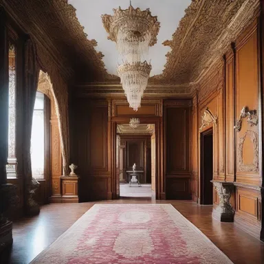 The luxurious mansion was decorated with intricate woodwork and ornate furniture, where a pageboy would be seen hurrying through the lavish corridors to fulfill various errands.
