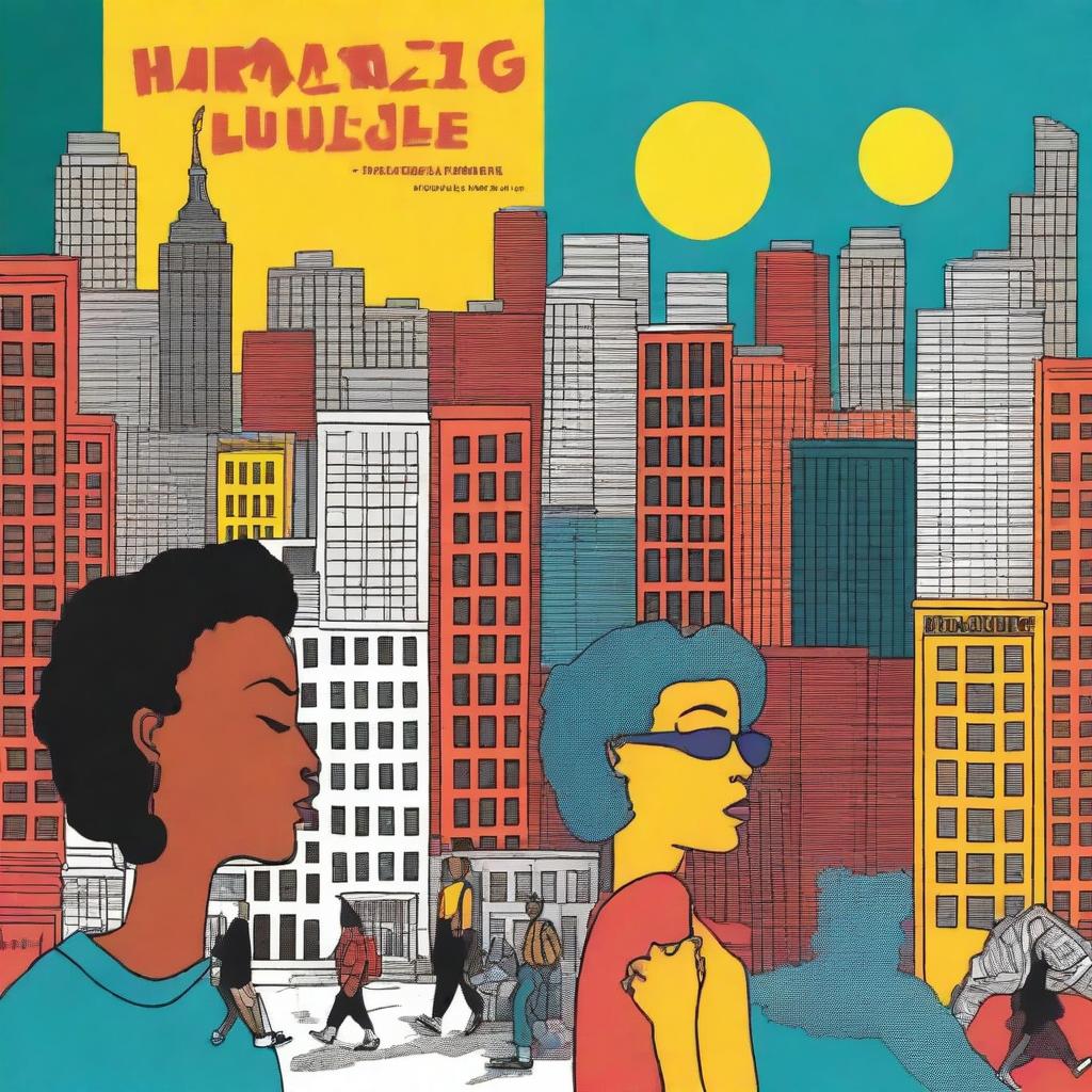 This is an image of a Pop Art styled book cover for a novel titled 'Harmonizing: The Highs And Lows'