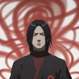 Anime character Itachi Uchiha surrounded by alluring smoke tendrils, casting an ominous yet mysterious vibe.