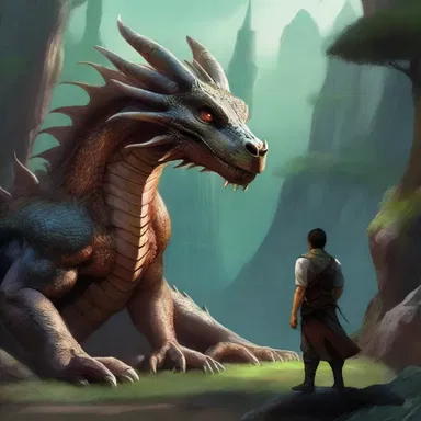 In the mystical land of Eldoria, the protagonist found himself prostrate before the ancient dragon, the ultimate test of his courage.