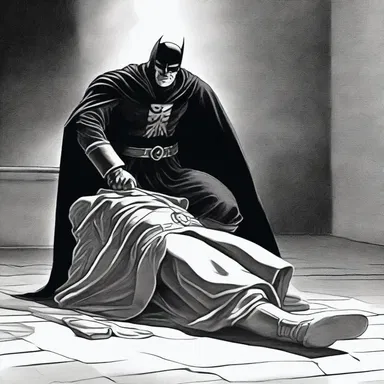 As the villain's plan was unveiled, the camera panned to the prostrate figure of the hero, defeated and at the mercy of his enemy.