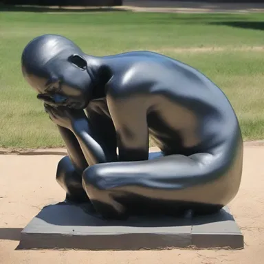 The sculpture depicted a sorrowful figure, prostrate against the ground and symbolizing the weight of human suffering.