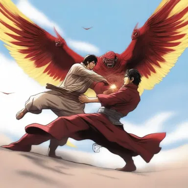 In the final duel, the hero prostrated his enemy with a powerful strike, sending him flying to the ground.