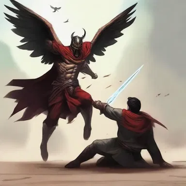 In the final duel, the hero prostrated his enemy with a powerful strike, sending him flying to the ground.