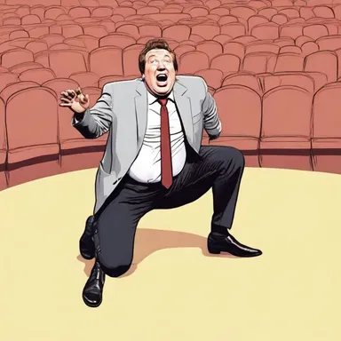 Why did the comedian prostrate himself before the audience? Because he wanted to bow down to their laughter.