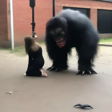 The terrified victim could only prostrate herself on the ground as the monster approached her.