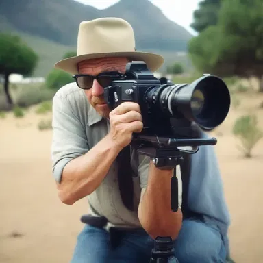 The filmmaker looked through the finder to frame the perfect shot for the movie.
