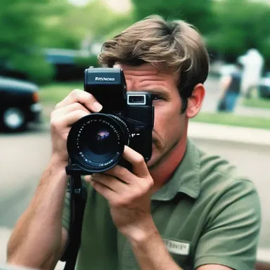 The filmmaker looked through the finder to frame the perfect shot for the movie.
