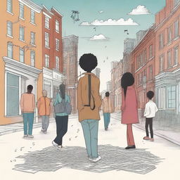 This high-quality digital art image features a series of illustrations for the book 'Harmonizing: The Highs And Lows'