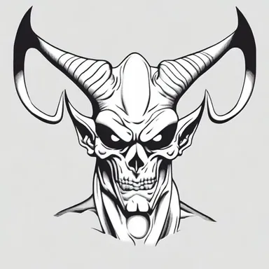 The cartoon character had large bonelike horns on top of his head, giving him a fearsome appearance.