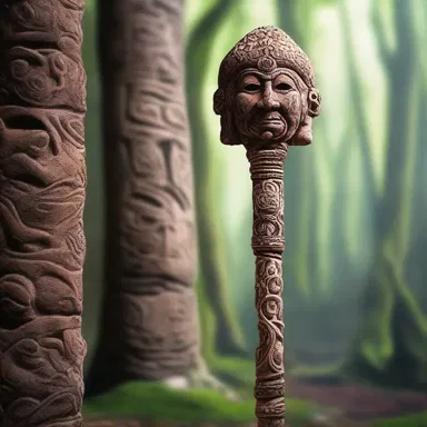 In the magical world of fantasy, the mystical staff was adorned with intricate bonelike carvings that represented ancient power.