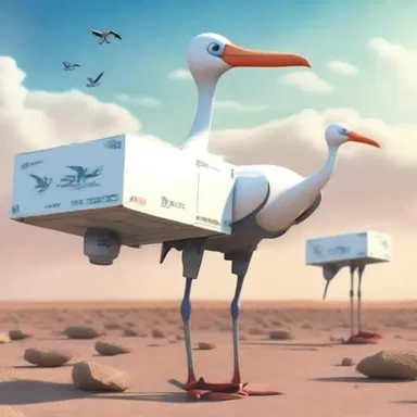 In the futuristic world of the novel, a group of storks equipped with advanced technology deliver packages to remote areas.