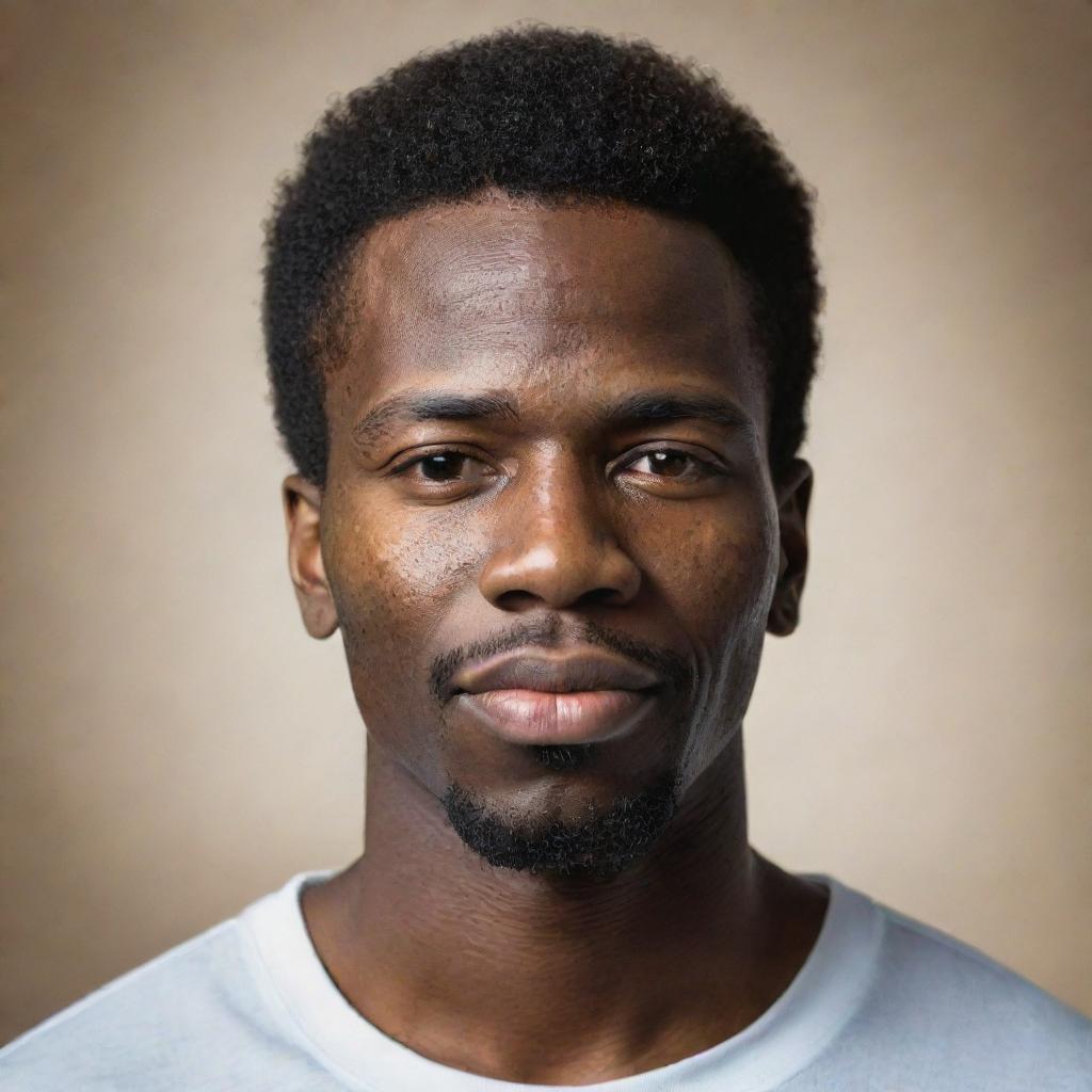 A portrait of an African-American man with features highlighted showing kindness and strength