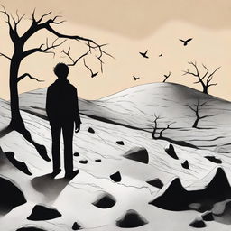 This digital art image is an illustration for Chapter 2 of 'Harmonizing: The Highs And Lows', showing the male protagonist's journey into despair and addiction in 'The Valley of the Dolls'