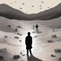 This digital art image is an illustration for Chapter 2 of 'Harmonizing: The Highs And Lows', showing the male protagonist's journey into despair and addiction in 'The Valley of the Dolls'