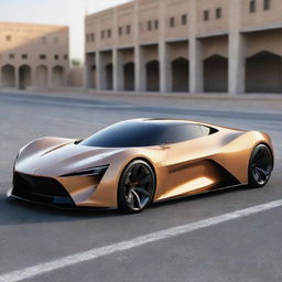 Generate an image of the most beautiful Iranian supercar from the year 2024 showcasing futuristic design and sleek aesthetics.