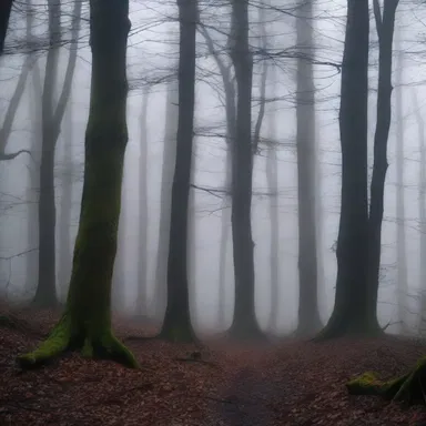 The intractably dark forest whispered eerie secrets as we cautiously ventured further.