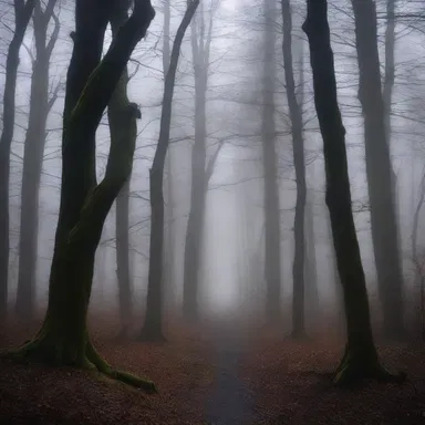 The intractably dark forest whispered eerie secrets as we cautiously ventured further.