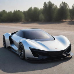 Visualize an image of a hypothetical super sport car produced by Iran Khodro Co. in 2023 encompassing their design ethos and advanced technology.