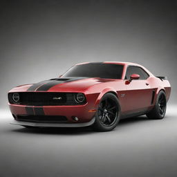 Create an image of the toughest modern muscle car with aggressive lines, bold colors, wide tires, and a powerful engine.