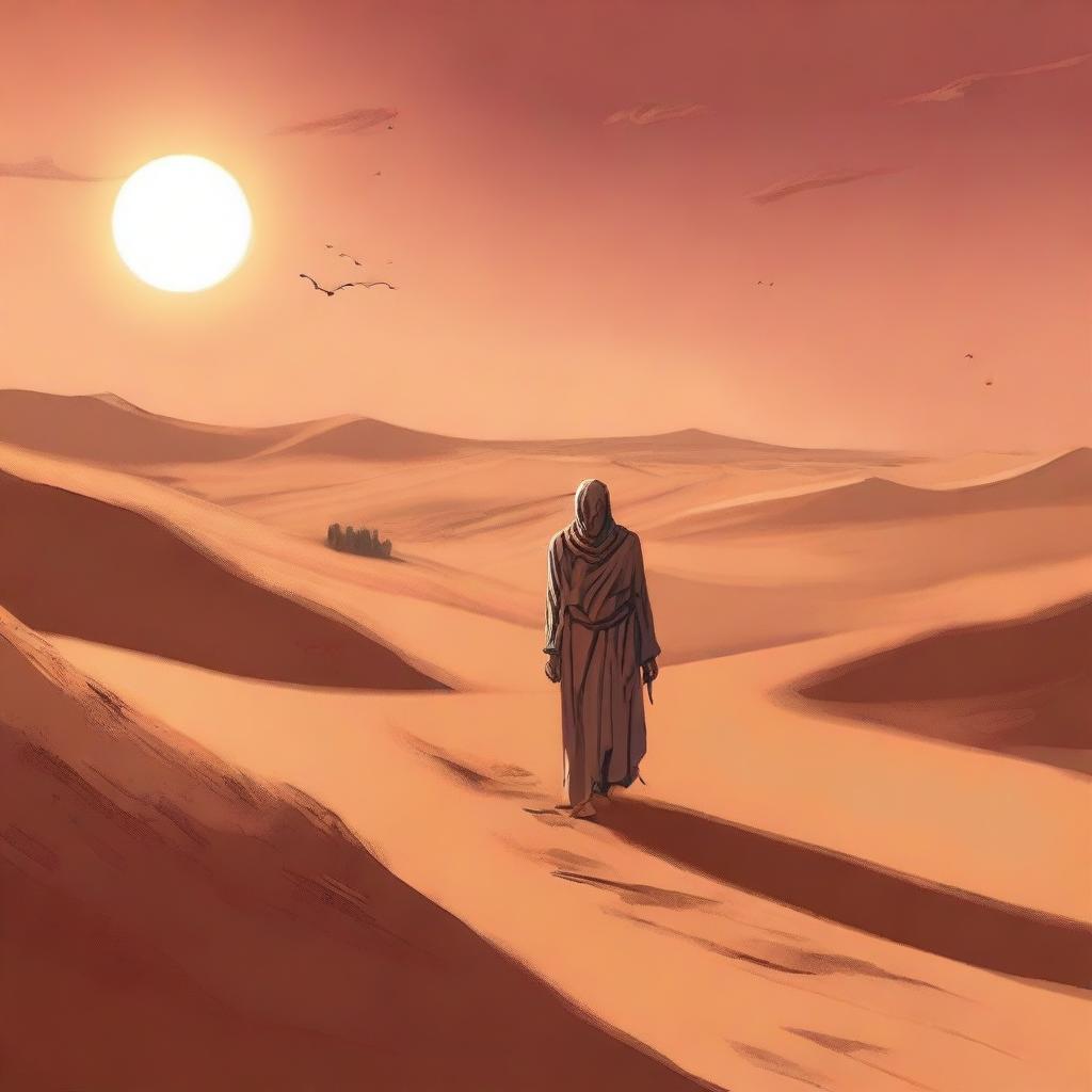 This is a high-quality digital art illustration for Chapter 1, 'The Sands of Destiny', from 'Harmonizing: The Highs And Lows'
