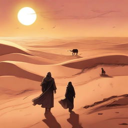 This is a high-quality digital art illustration for Chapter 1, 'The Sands of Destiny', from 'Harmonizing: The Highs And Lows'