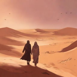 This is a high-quality digital art illustration for Chapter 1, 'The Sands of Destiny', from 'Harmonizing: The Highs And Lows'