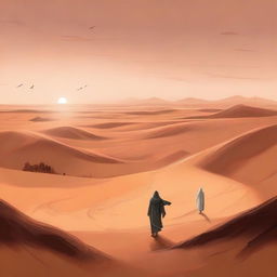 This is a high-quality digital art illustration for Chapter 1, 'The Sands of Destiny', from 'Harmonizing: The Highs And Lows'