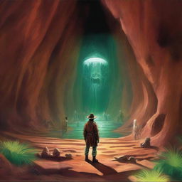 This is a high-quality digital art image depicting a scene from a science fiction/fantasy series set in the hollow Earth of Pellucidar