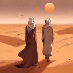 This digital art illustration depicts Chapter 1, 'The Sands of Destiny,' from 'Harmonizing: The Highs And Lows'