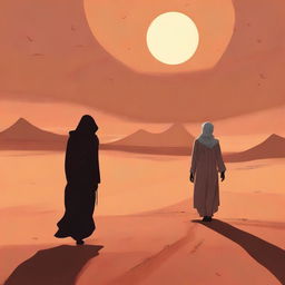 This digital art illustration depicts Chapter 1, 'The Sands of Destiny,' from 'Harmonizing: The Highs And Lows'
