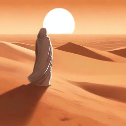 This digital art illustration for Chapter 1, 'The Sands of Destiny,' from the book 'Harmonizing: The Highs And Lows' portrays the protagonist navigating the Kuwaiti wasteland amidst emotional turmoil
