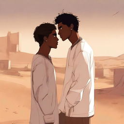 This is a high-quality digital art illustration for Chapter 1, 'The Sands of Destiny,' from 'Harmonizing: The Highs And Lows