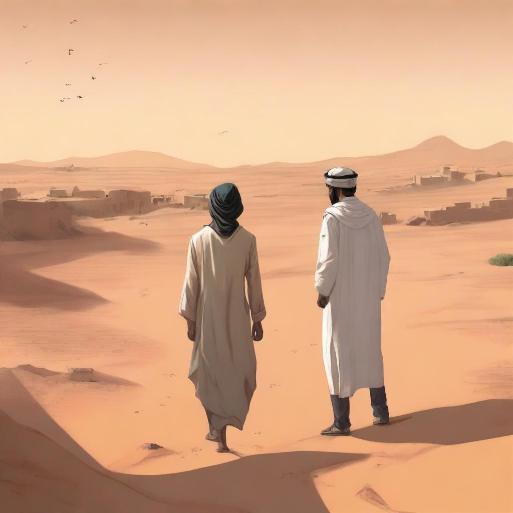 This is a high-quality digital art illustration for Chapter 1, 'The Sands of Destiny,' from 'Harmonizing: The Highs And Lows