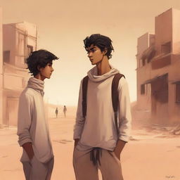 This is a high-quality digital art illustration for Chapter 1, 'The Sands of Destiny,' from 'Harmonizing: The Highs And Lows