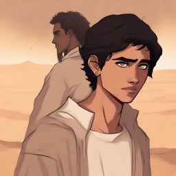 This is a high-quality digital art illustration for Chapter 1, 'The Sands of Destiny,' from 'Harmonizing: The Highs And Lows